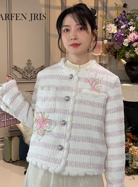 CHARFEN2025冬季新款重工钉珠小香风短款羽绒服女FJF5A618-6039Y