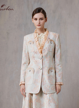 CHARFEN秋季时尚百搭显瘦重工钉珠亮片外套CFE3A107-1083A-1