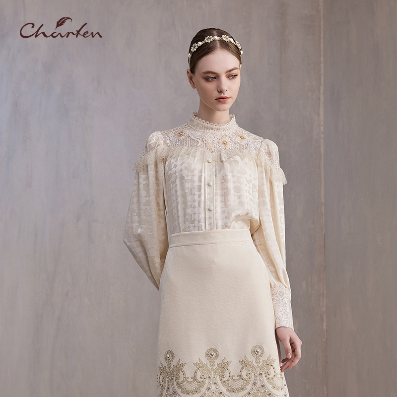 镂空重工刺绣蕾丝拼接新款