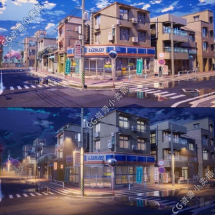 UE5场景城市街道Cartoon street日本3D模型项目多天气版本虚幻5