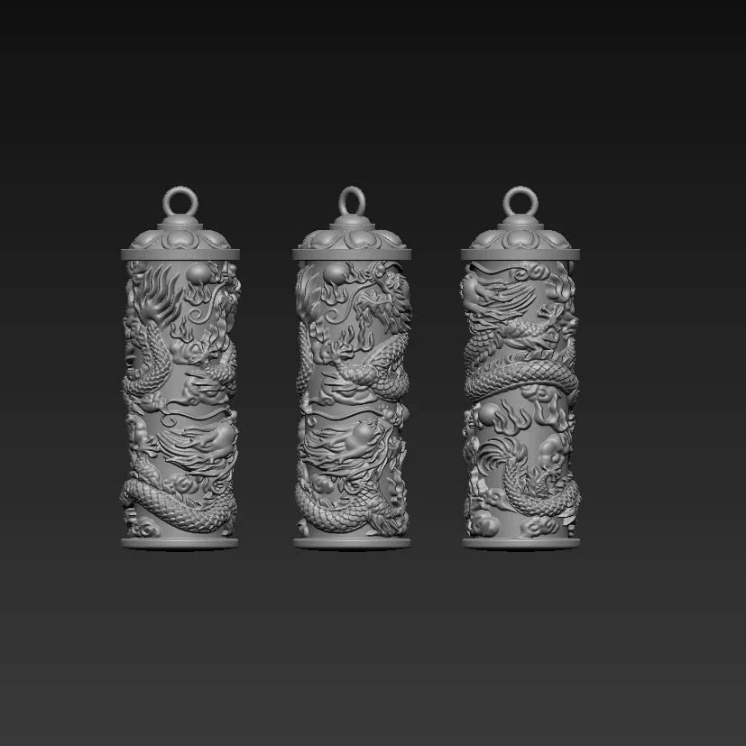 双龙戏珠吊坠精雕图三维立体3d打印模型STL文件图片