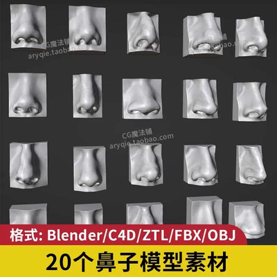blender鼻子3d模型五官obj嗅觉器官zbrush