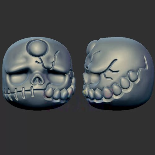 阿呆骷髅头三维立体图圆雕图stl文件雕刻机3d模型1423