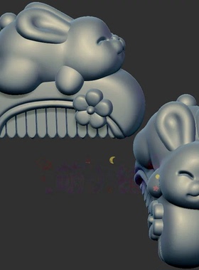 小兔梳子花朵梳子三维立体图圆雕图stl文件雕刻机3d模型1300
