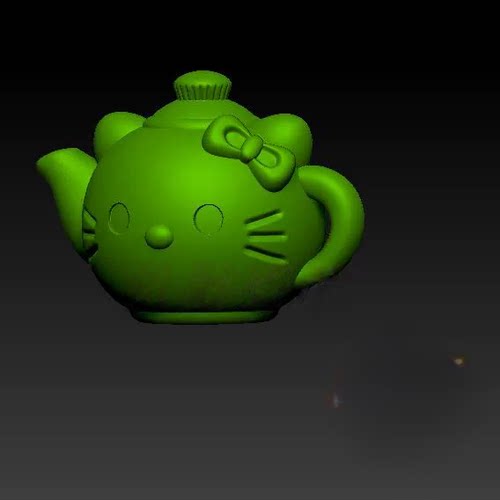 KT猫把把壶三维立体图圆雕图STL图茶壶水壶雕刻3D打印模型图C489