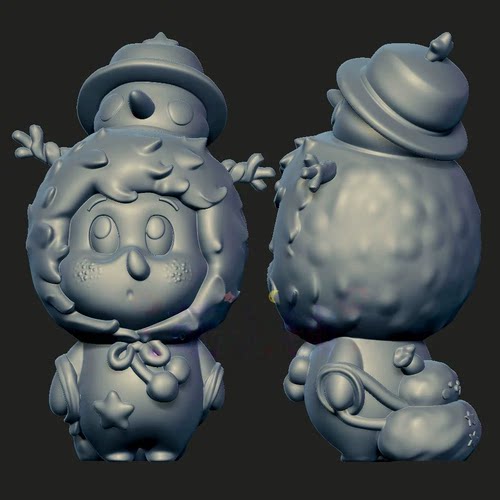 卡通雪人星星人三维立体图stl文件圆雕图雕刻机3d打印模型010