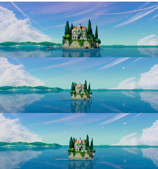 虚幻5ue4卡通风格化日式海水天空云小清新梦幻房子别墅小岛湖中屋