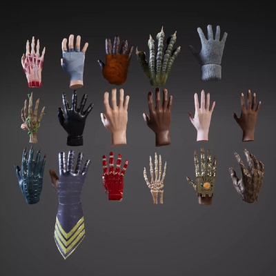 Unity3D游戏手部手套怪物怪兽的爪子模型 Rigged VR hands 1.0.2