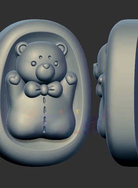 蝴蝶结小熊牌三维立体图3d打印stl文件圆雕图雕刻机3d模型2719