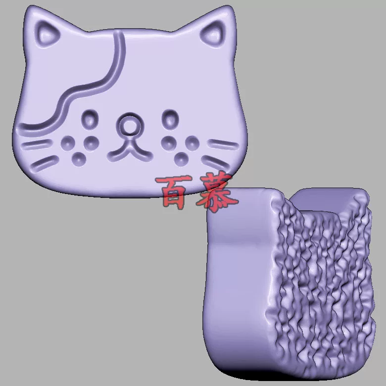 小猫饼干猫咪三维立体图圆雕图STL文件雕刻机3D模型2990