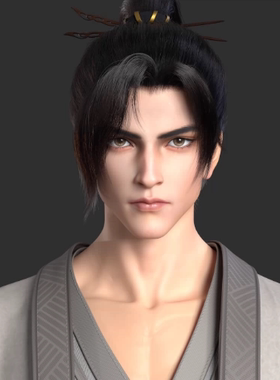 maya写实数字人古代人物书生汉服3D模型古风武侠角色xgen毛发