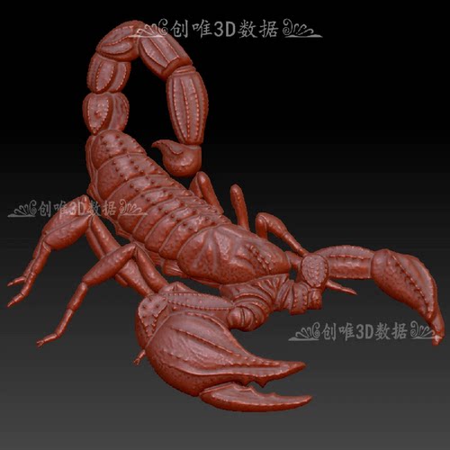 三维立体图圆雕图3d打印stl文件蝎子浮雕图天蝎座3d雕刻模型862
