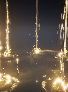 UE5.4金黄色魔法阵护盾闪电攻击技能粒子特效ARPGVFXPack01