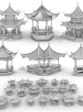 亭子 凉亭 中式古建筑 模型犀牛建模rhino/C4D/3Dmax/maya模型obj