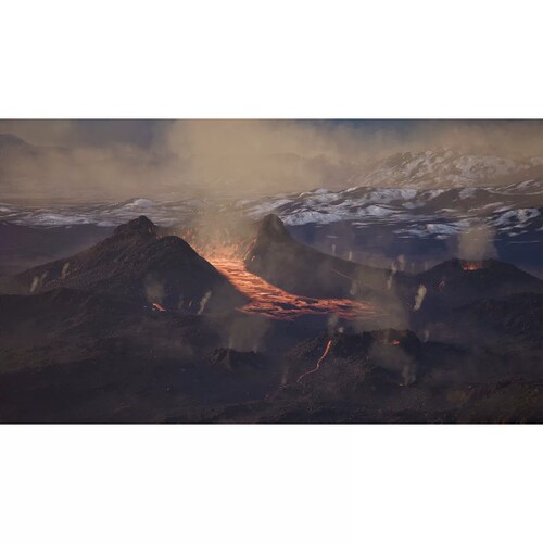 UE5.3写实火山喷发流动熔岩浆Volcano Land Environment w