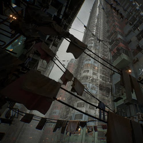 UE5.1香港旧城区住宅大楼走廊过道拉面馆室内环境Hong Kong Ramen