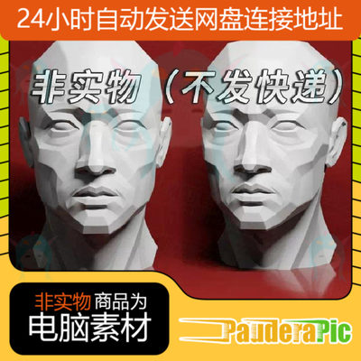 亚洲块面人头模型blender男性块面人头光影参考文件，obj格式文件