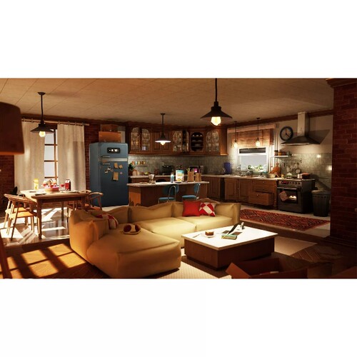 UE5.2风格化欧美公寓室内客厅厨房Stylized New York Apartment