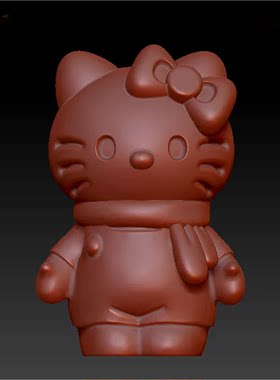 三维立体图圆雕图3d打印stl格式 卡通圣诞凯蒂猫 3d模型3213