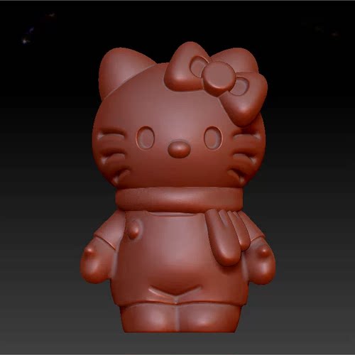 三维立体图圆雕图3d打印stl格式 卡通圣诞凯蒂猫 3d模型3213