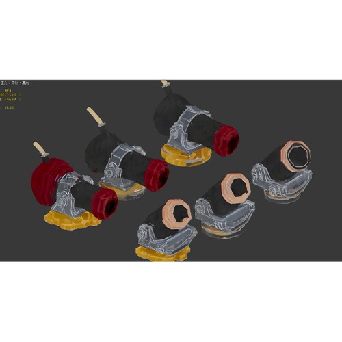 手绘卡通武器大炮迫击炮炮弹炮台枪炮3Dmax模型u3d Unity游戏素材