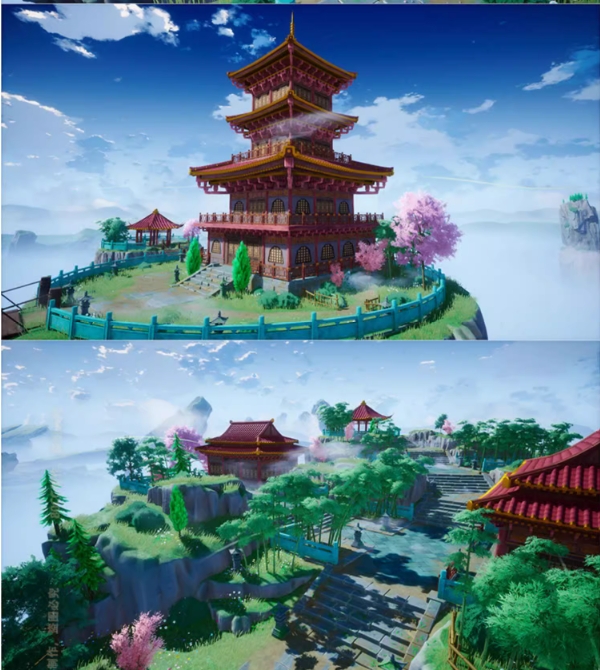 UE4虚幻5风格化中式古建仙岛Cartoon Stylized Oriental Fantasy