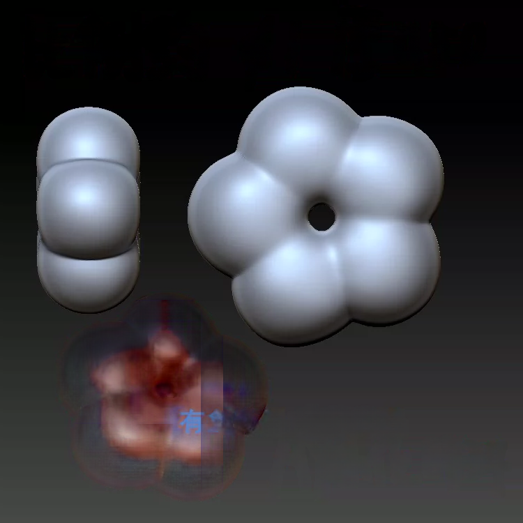 云朵花瓣花朵空心AY小花0434文玩木玉石机雕刻stl精雕jdp圆雕图纸