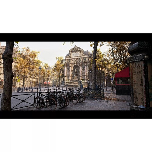 UE5.4-5.6法国巴黎城市小河街道Paris - Fontaine Saint-Michel