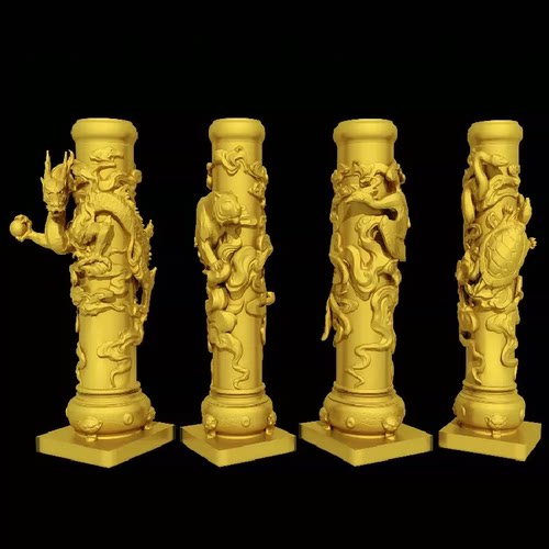 297四大神兽柱子青龙白虎朱雀玄武立体图雕STL文件3D打印模型图纸