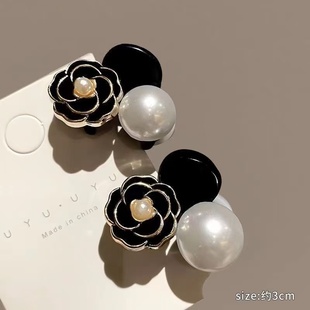前额刘海碎发夹山茶花公主头小抓夹侧边头饰珍珠发夹丸子头小发夹