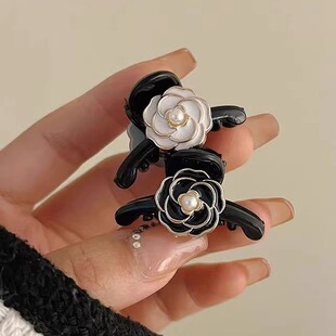 小号高级感山茶花小抓夹头饰后脑勺半扎发夹女披肩发发夹短发发饰