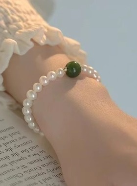 国潮手串汉服配饰手链小红书新款青黛珍珠手链高级感百搭闺蜜手镯