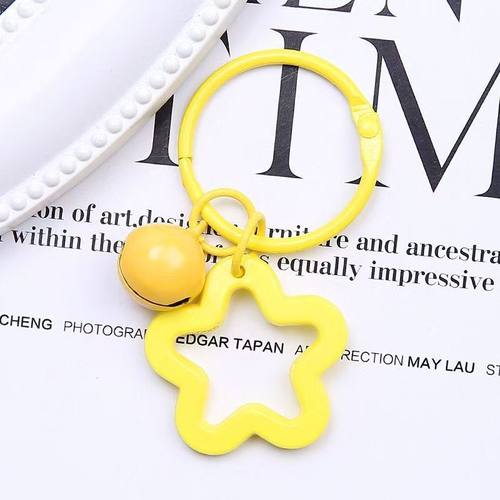 可爱彩色亚克力星星钥匙扣圈环铃铛书包diy锁扣挂饰咕卡配饰配件