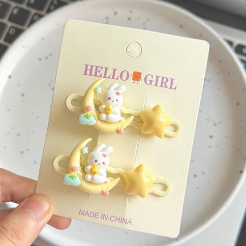 超萌月亮小兔兔儿童发夹可爱