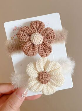 可爱毛巾小皮圈秋冬季温柔奶咖色花朵发圈发饰毛线毛绒小女孩头绳