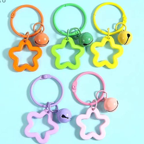 彩色亚克力镂空五角星铃铛钥匙扣