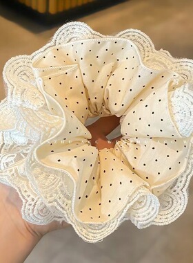 韩系波点超大蕾丝大肠发圈女2025新款高级感扎马尾发绳高弹力头绳