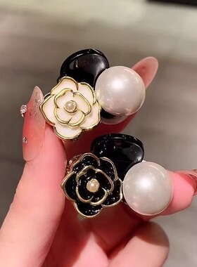 山茶花侧边公主头小抓夹前额刘海碎发夹头饰珍珠发夹丸子头小发夹