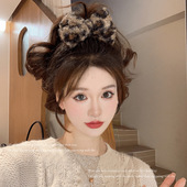 秋冬气质豹纹双面蝴蝶结发卡抓夹丸子头高马尾固定器后脑勺盘发夹