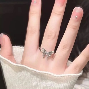可调节开口戒指女不规则立体蝴蝶小众设计感食指戒冷淡风网红指环