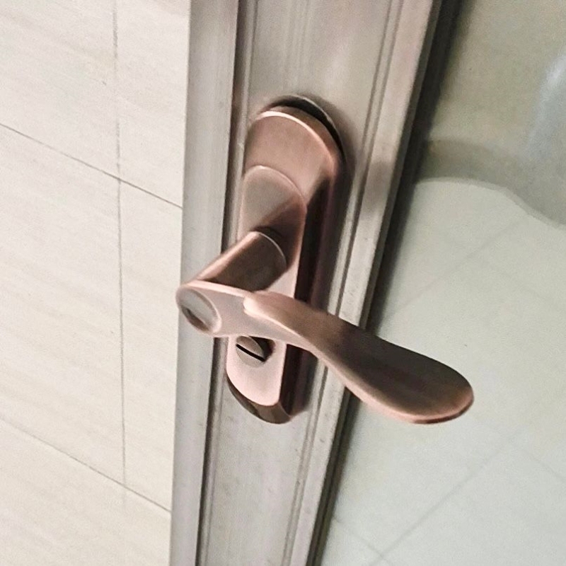 门把手无钥匙铝合金门浴室配件通用型锁具斜弧卫生间门锁平面家用