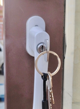 推拉门门锁扣对穿把手实心对开门带保险拉手带钥匙加厚带锁门把手