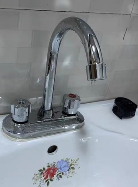 铜水龙头混水阀冷热洗脸盆双孔三孔洗手池台盆面盆龙头卫生间家用