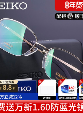 精工眼镜架 金丝边 大框纯钛眼镜框 男款潮超轻舒适镜框 HT01034