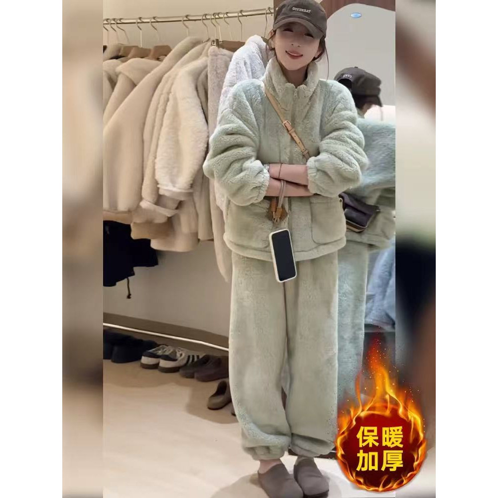 加厚加绒睡衣女外穿冬季新款2025流行洋气高级感保暖家居服套装潮,女装/女士精品,时尚套装,淘宝优惠券,粉丝福利购,淘宝优惠卷