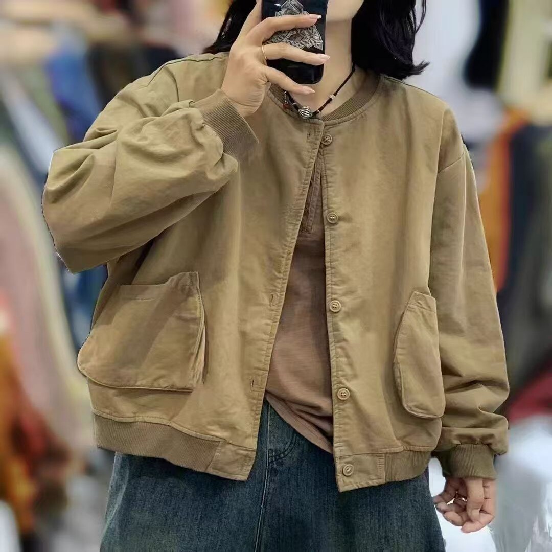 2025春季新款宽松休闲棒球服短外套