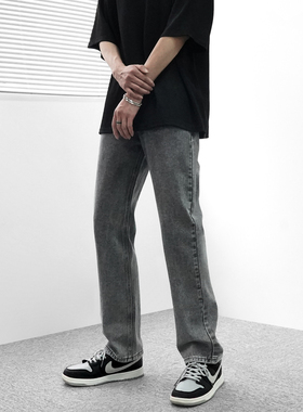 极速宽松牛仔裤男直筒秋季ins潮美式高街I裤子vide水洗拖地休闲长