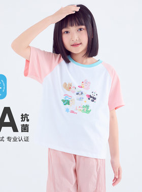 小猪班纳女童短袖T恤纯棉100%