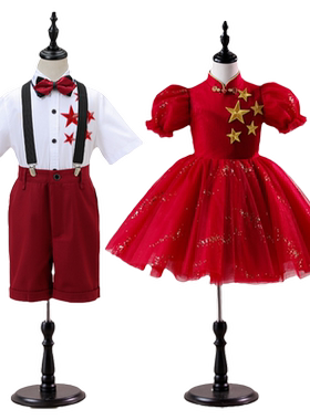 儿童演出服红色幼儿园合唱表演服