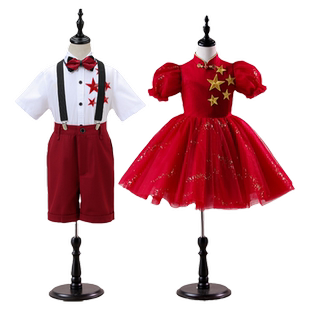 儿童大合唱演出服小学生幼儿园唱红歌主持人表演服男童礼服套装
